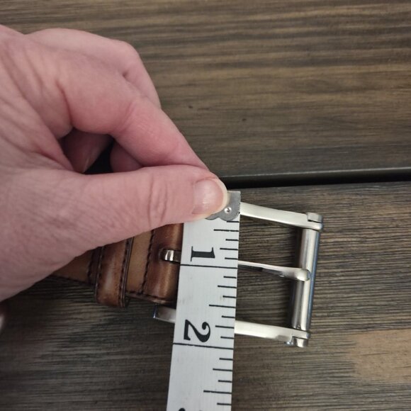 Magnanni Leather Belt 1121 Cognac Brown Size 36 Made Spain Buckle Dress - Picture 7 of 16